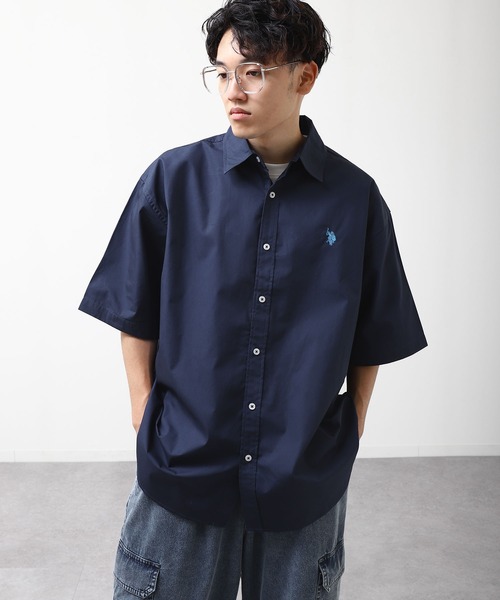U.S. POLO ASSN.(ユーエスポロアッスン)の「【U.S. POLO ASSN.】 ワンポイント ロゴ刺繍 ブロード ビッグシルエット 半袖 シャツ(シャツ/ブラウス・メンズ・ライラック系/ホワイト×ネイビー/ブルー系/ネイビー/インディゴブルー/ホワイト・MEDIUM/LARGE/X-LARGE)」の20枚目の写真