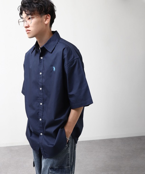 U.S. POLO ASSN.(ユーエスポロアッスン)の「【U.S. POLO ASSN.】 ワンポイント ロゴ刺繍 ブロード ビッグシルエット 半袖 シャツ(シャツ/ブラウス・メンズ・ライラック系/ホワイト×ネイビー/ブルー系/ネイビー/インディゴブルー/ホワイト・MEDIUM/LARGE/X-LARGE)」の21枚目の写真