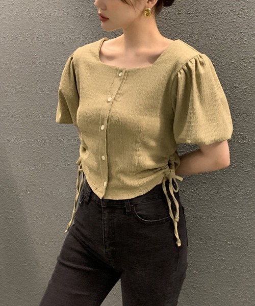gossip!ロサンゼルス(ゴシップロサンゼルス)の「サイドリボンパフスリーブブラウス(シャツ/ブラウス・レディース・ブラウン/ブラック/オフホワイト・FREE)」の12枚目の写真