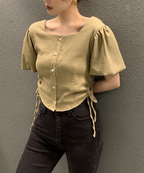 gossip!ロサンゼルス(ゴシップロサンゼルス)の「サイドリボンパフスリーブブラウス(シャツ/ブラウス・レディース・ブラウン/ブラック/オフホワイト・FREE)」の10枚目の写真