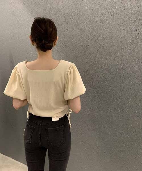 gossip!ロサンゼルス(ゴシップロサンゼルス)の「サイドリボンパフスリーブブラウス(シャツ/ブラウス・レディース・ブラウン/ブラック/オフホワイト・FREE)」の20枚目の写真