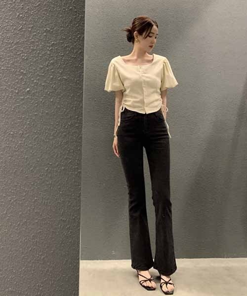 gossip!ロサンゼルス(ゴシップロサンゼルス)の「サイドリボンパフスリーブブラウス(シャツ/ブラウス・レディース・ブラウン/ブラック/オフホワイト・FREE)」の21枚目の写真