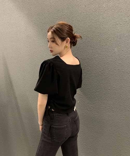 gossip!ロサンゼルス(ゴシップロサンゼルス)の「サイドリボンパフスリーブブラウス(シャツ/ブラウス・レディース・ブラウン/ブラック/オフホワイト・FREE)」の22枚目の写真