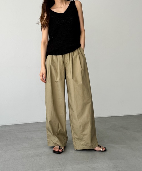 CANALJEAN El marベージュ ワイドパンツ チノパン CANAL JEAN パンツ El mar コットンベイカーイージーパンツ