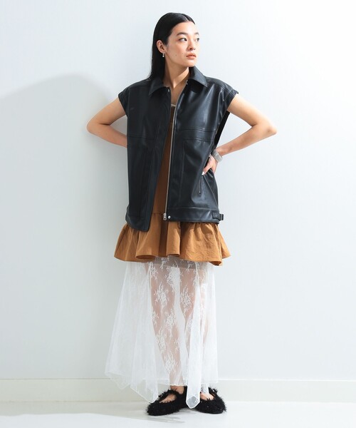 Ray BEAMS(レイビームス)の「フェイクレザー フライト ベスト(ベスト・レディース・ブラック・ONE SIZE)」の10枚目の写真