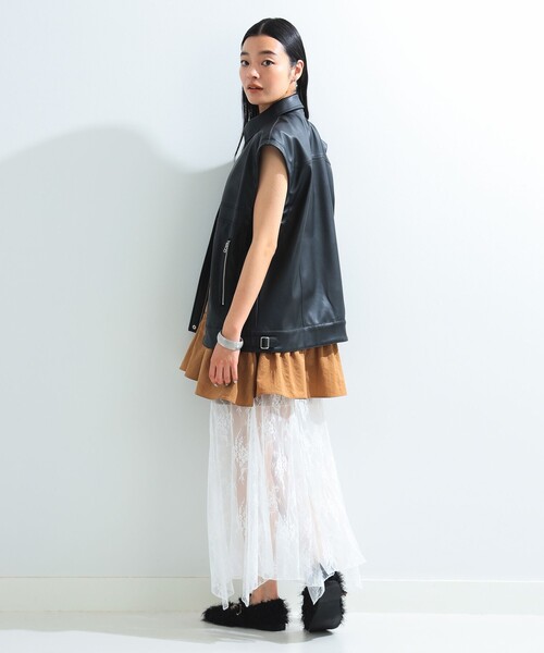 Ray BEAMS(レイビームス)の「フェイクレザー フライト ベスト(ベスト・レディース・ブラック・ONE SIZE)」の8枚目の写真