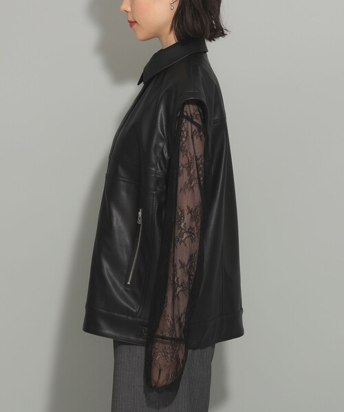 Ray BEAMS(レイビームス)の「フェイクレザー フライト ベスト(ベスト・レディース・ブラック・ONE SIZE)」の2枚目の写真