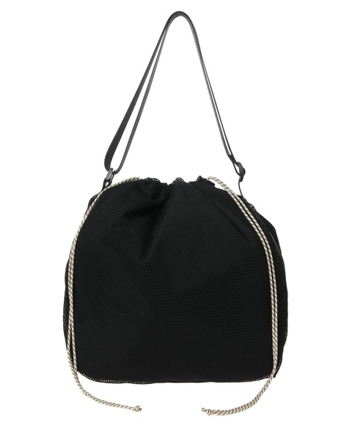 Green　Parks（グリーンパークス）の「・Cu-shut　メッシュドローストリングショルダー（ショルダーバッグ・レディース・アイボリー/ブラック/グレー・FREE）」の4枚目の写真