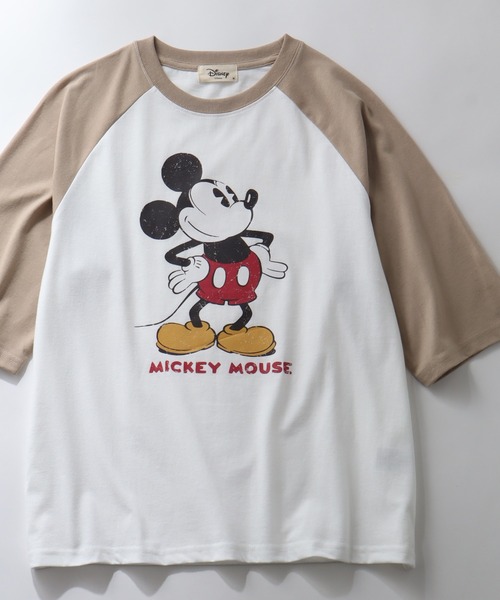 ディズニー ミッキーマウス 七分袖カットソー セール】【Disney/ディズニー】ミッキーマウス アートワーク 七分袖 T