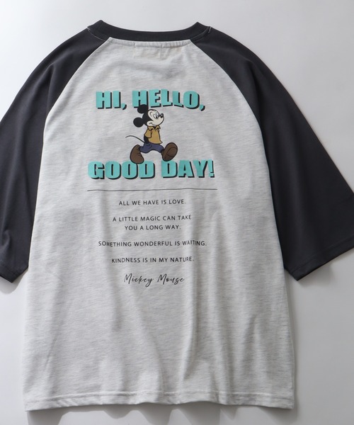 Disney（ディズニー）の「【Disney/ディズニー】ミッキーマウス アートワーク 七分袖 Tシャツ（Tシャツ/カットソー・レディース・杢グレー/ホワイト系2/ホワイト系1/ライトグレー・L/M）」の3枚目の写真