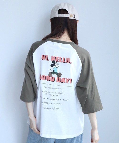 Disney（ディズニー）の「【Disney/ディズニー】ミッキーマウス アートワーク 七分袖 Tシャツ（Tシャツ/カットソー・レディース・杢グレー/ホワイト系2/ホワイト系1/ライトグレー・L/M）」の5枚目の写真