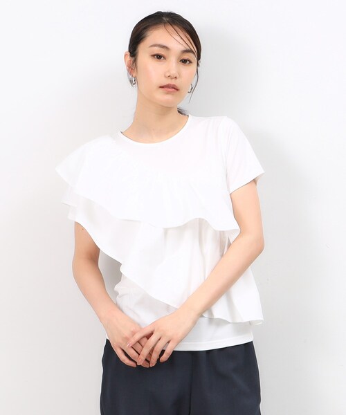 OPAQUE.CLIP tシャツ ギャザーフリルドッキングカットソー「洗濯