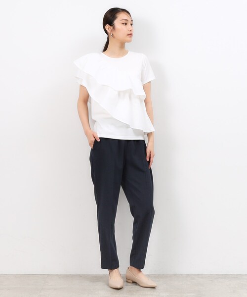 OPAQUE.CLIP（オペークドットクリップ）の「◆フリルドッキングカットソー【洗濯機洗い可】（Tシャツ/カットソー・レディース・ブラック/ネイビー/ホワイト・42/40/38）」の6枚目の写真