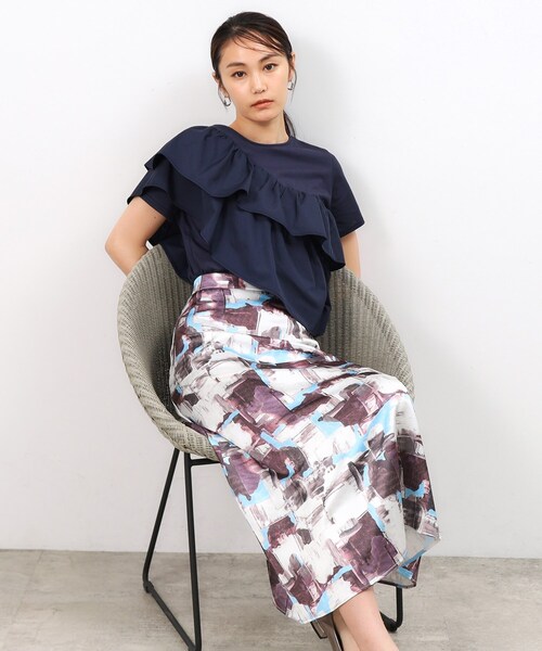 OPAQUE.CLIP tシャツ ギャザーフリルドッキングカットソー「洗濯