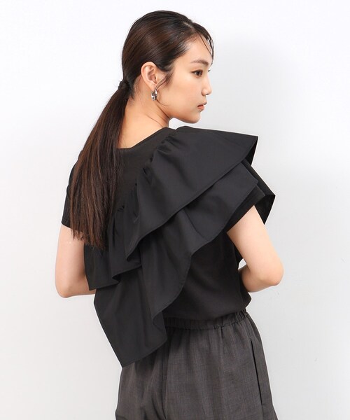 OPAQUE.CLIP（オペークドットクリップ）の「◆フリルドッキングカットソー【洗濯機洗い可】（Tシャツ/カットソー・レディース・ブラック/ネイビー/ホワイト・42/40/38）」の12枚目の写真