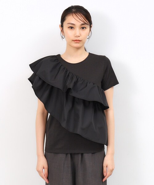 OPAQUE.CLIP（オペークドットクリップ）の「◆フリルドッキングカットソー【洗濯機洗い可】（Tシャツ/カットソー・レディース・ブラック/ネイビー/ホワイト・42/40/38）」の16枚目の写真