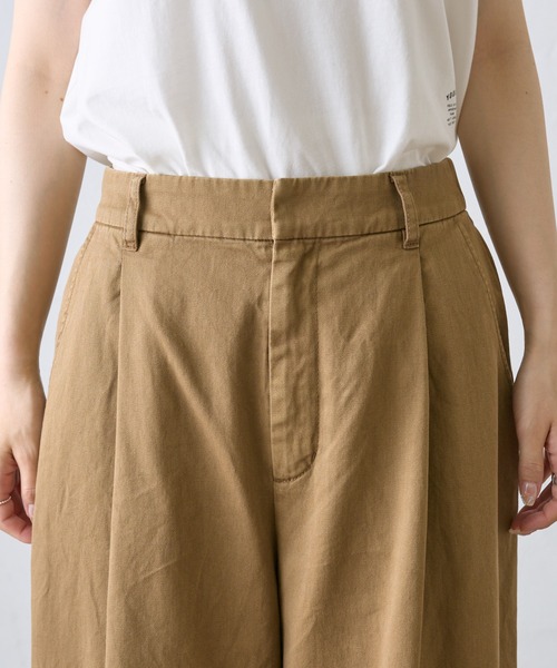 ラインベルト付き高密度コットンワイドパンツ（その他パンツ