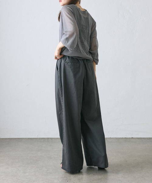 PUAL CE CIN（ピュアルセシン）の「ラインベルト付き高密度コットンワイドパンツ（その他パンツ・レディース・キャメル/チャコールグレー/カーキ・FREE）」の14枚目の写真