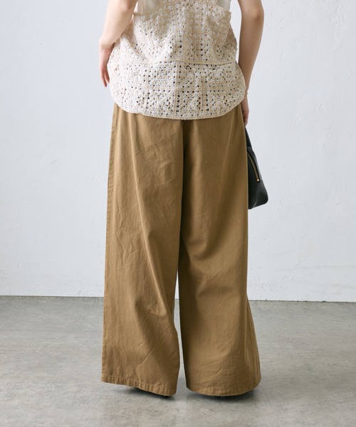 PUAL CE CIN（ピュアルセシン）の「ラインベルト付き高密度コットンワイドパンツ（その他パンツ・レディース・キャメル/チャコールグレー/カーキ・FREE）」の8枚目の写真