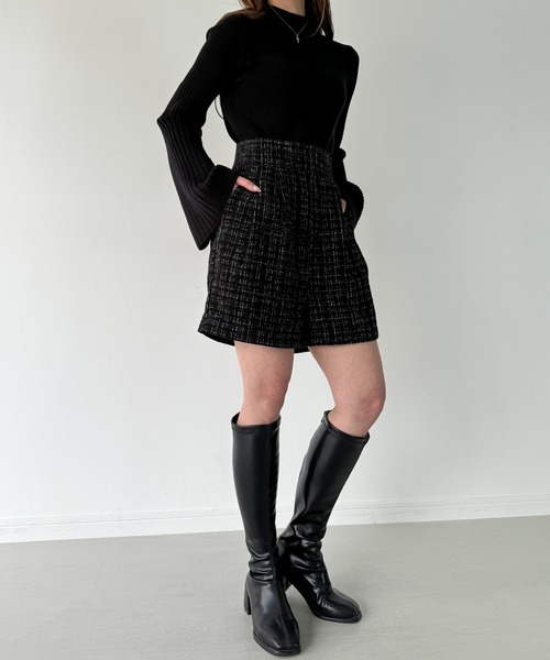 JUNOAH（ジュノア）の「【ロング／ショート丈選べる】ラメツイードパンツ[高身長サイズMT/低身長サイズS有り]（その他パンツ・レディース・ブラック系その他/アイボリー/ブラック系その他2/ブラック系その他3/ホワイト系その他/ブラック系その他4・MT/XL-Long/S-Long/L-Long/M-Long/S-Short/XL-Short/L-Short/M-Short）」の9枚目の写真