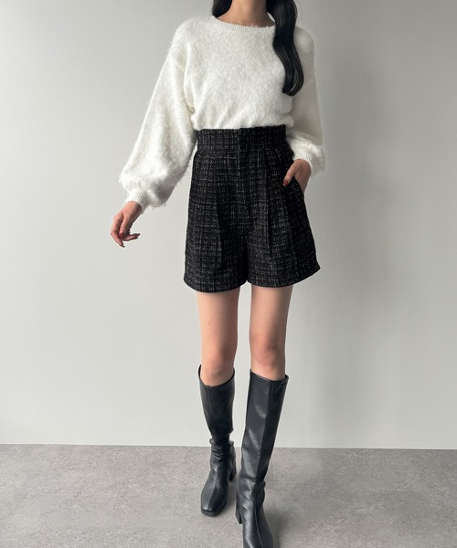 JUNOAH（ジュノア）の「【ロング／ショート丈選べる】ラメツイードパンツ[高身長サイズMT/低身長サイズS有り]（その他パンツ・レディース・ブラック系その他/アイボリー/ブラック系その他2/ブラック系その他3/ホワイト系その他/ブラック系その他4・MT/XL-Long/S-Long/L-Long/M-Long/S-Short/XL-Short/L-Short/M-Short）」の11枚目の写真