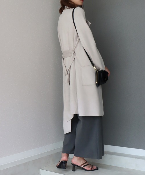 libelle more(リベル モア)の「スウェードポンチベルト付きノーカラーコート(ノーカラーコート・レディース・グレー/アイボリー/モカ/ベージュ/ピンク・L/M)」の18枚目の写真
