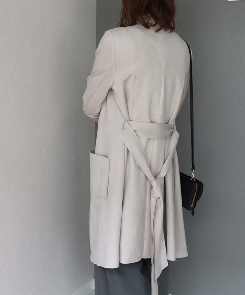 libelle more(リベル モア)の「スウェードポンチベルト付きノーカラーコート(ノーカラーコート・レディース・グレー/アイボリー/モカ/ベージュ/ピンク・L/M)」の20枚目の写真