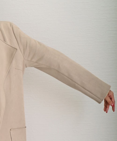 libelle more(リベル モア)の「スウェードポンチベルト付きノーカラーコート(ノーカラーコート・レディース・グレー/アイボリー/モカ/ベージュ/ピンク・L/M)」の9枚目の写真