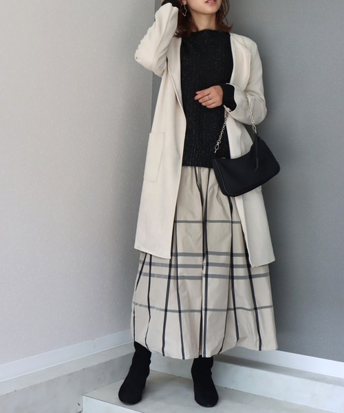 libelle more(リベル モア)の「スウェードポンチベルト付きノーカラーコート(ノーカラーコート・レディース・グレー/アイボリー/モカ/ベージュ/ピンク・L/M)」の11枚目の写真