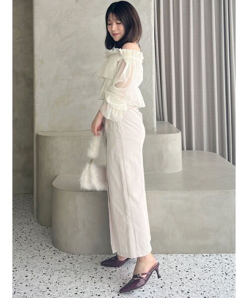 MERCURYDUO（マーキュリーデュオ）の「シアーフリルブラウス（シャツ/ブラウス・レディース・ブラック/アイボリー/ラベンダー・FREE）」の6枚目の写真