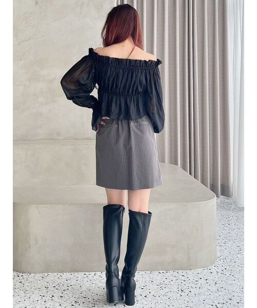 MERCURYDUO（マーキュリーデュオ）の「シアーフリルブラウス（シャツ/ブラウス・レディース・ブラック/アイボリー/ラベンダー・FREE）」の10枚目の写真