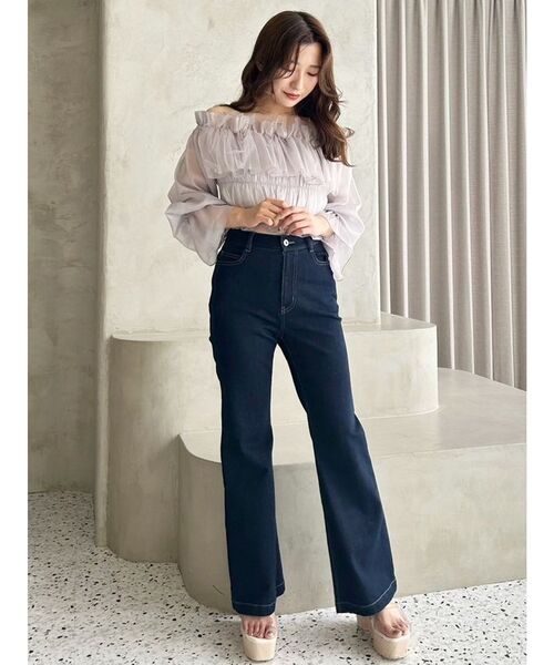 MERCURYDUO（マーキュリーデュオ）の「シアーフリルブラウス（シャツ/ブラウス・レディース・ブラック/アイボリー/ラベンダー・FREE）」の12枚目の写真