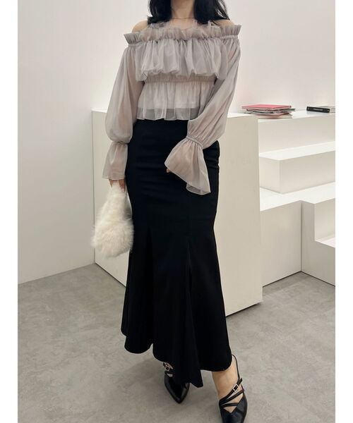 MERCURYDUO（マーキュリーデュオ）の「シアーフリルブラウス（シャツ/ブラウス・レディース・ブラック/アイボリー/ラベンダー・FREE）」の15枚目の写真