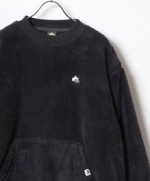LOGOS/ロゴス シープボア ワンポイントロゴ刺繍 スウェットクルーネックトレーナー
