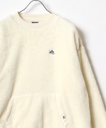 LOGOS/ロゴス シープボア ワンポイントロゴ刺繍 スウェットクルーネックトレーナー