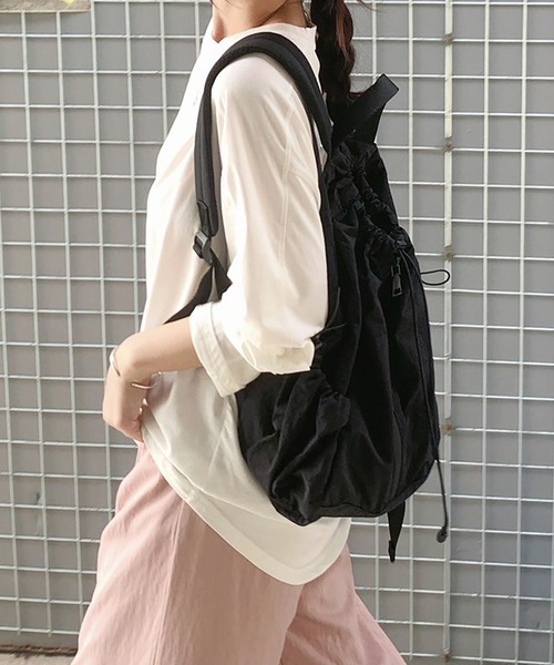 LYEON（リヨン）の「巾着リュック/ナイロンナップサック/バックパック（バックパック/リュック・レディース・ブルー/ベージュ/ブラック・FREE）」の16枚目の写真