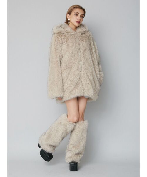 EVRIS（エヴリス）の「フェイクファーレッグウォーマー（レッグウォーマー・レディース・ベージュ/ブラウン・FREE）」の4枚目の写真