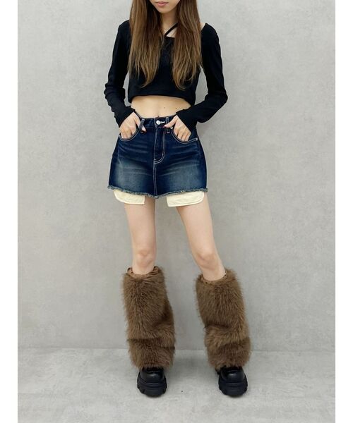 EVRIS（エヴリス）の「フェイクファーレッグウォーマー（レッグウォーマー・レディース・ベージュ/ブラウン・FREE）」の9枚目の写真