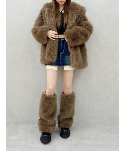 EVRIS（エヴリス）の「フェイクファーレッグウォーマー（レッグウォーマー・レディース・ベージュ/ブラウン・FREE）」の10枚目の写真