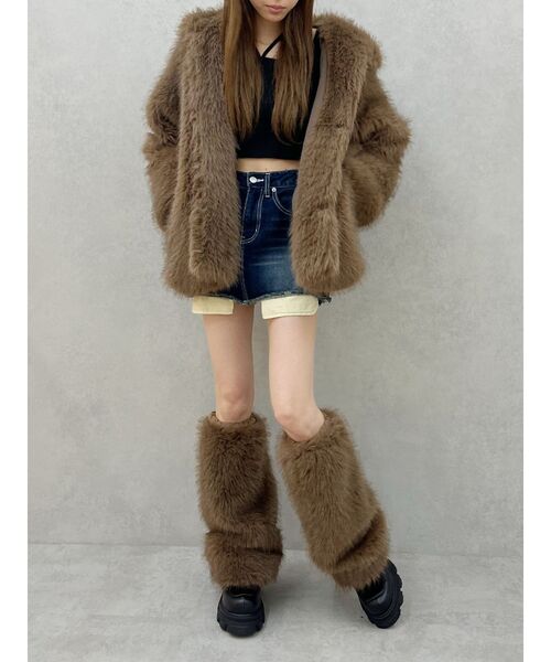 EVRIS（エヴリス）の「フェイクファーレッグウォーマー（レッグウォーマー・レディース・ベージュ/ブラウン・FREE）」の11枚目の写真