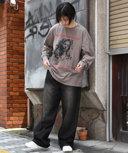 おしゃれスタ(オシャレスタ)の「Pigment hard wash long sleeve T-shirt/ピグメント ハードウォッシュ 長袖 Tシャツ/ロンT【IR】 オーバーサイズ メンズ レディース(Tシャツ/カットソー・メンズ・モカ/ブラウン系その他3/ブラック系その他/ブラウン系その他2/ブラック系その他3/ブラック/ブラウン系その他/ブラック系その他2・M/L/XL)」の17枚目の写真