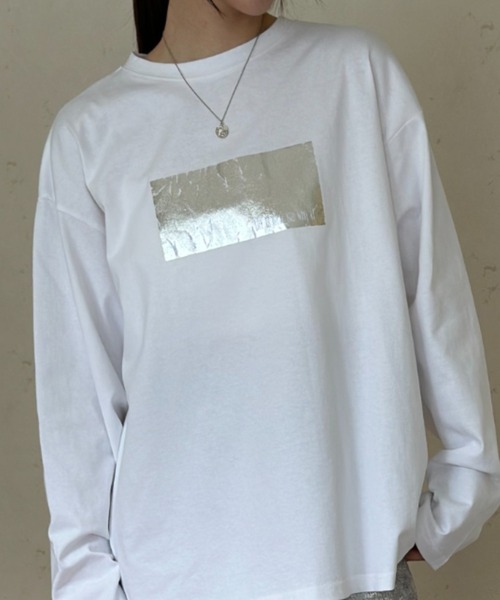 オーバーサイズ箔プリントロンT（Tシャツ/カットソー）｜Per