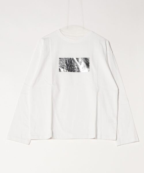 Stone  ホワイト ロンT Lサイズ MASONPRINCE tシャツ オーバーサイズフロントロゴラグランロン