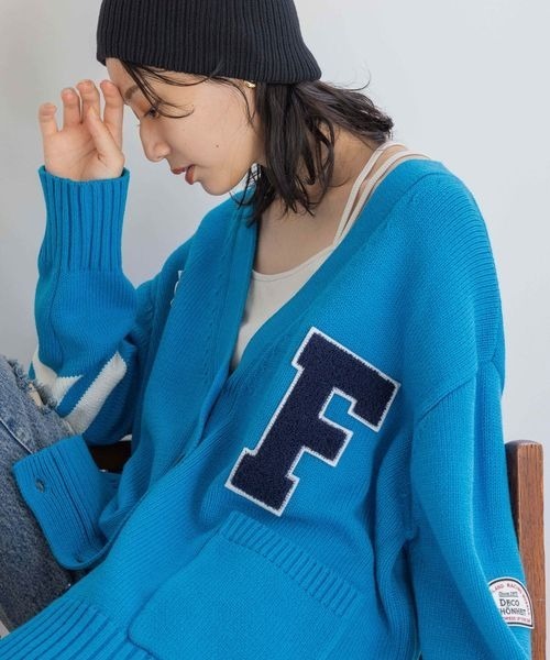 セール】ワッペンレタードカーディガンLS 133798（カーディガン
