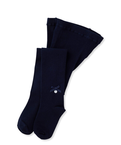 Tartine et Chocolat(タルティーヌエショコラ)の「【日本製】【お揃い】リボンチャームタイツ(80~140cm)(タイツ/ストッキング・キッズ・オフホワイト/グレー/ネイビー/ベージュ・SS/S/M/L)」の1枚目の写真