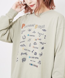 CUBE SUGAR（キューブシュガー）の「20/-OE天竺カットソーロゴ刺繍ロングTシャツ（Tシャツ/カットソー）」