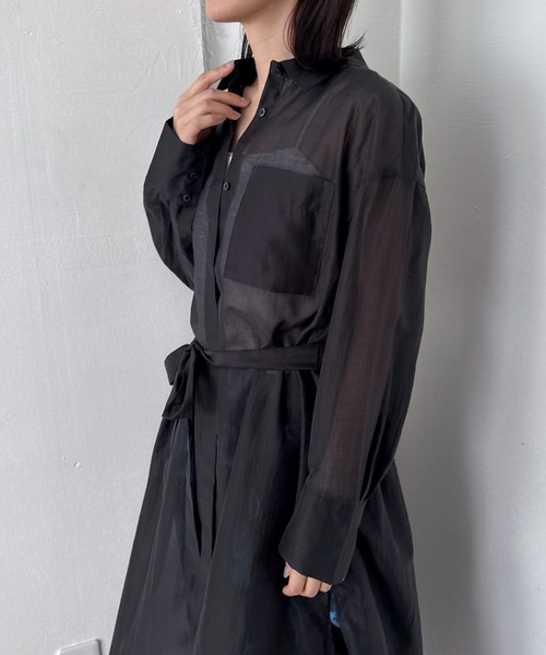 ドゥ アルシーヴ DOUX ARCHIVES シアーロングブラウス （BLK） ドゥ アルシーヴ DOUX ARCHIVES シアーロングブラウス （BLK