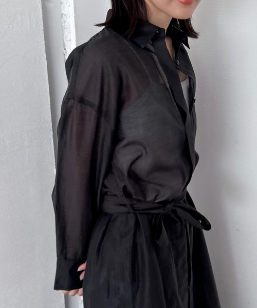 ドゥ アルシーヴ DOUX ARCHIVES シアーロングブラウス （BLK） ドゥ アルシーヴ DOUX ARCHIVES シアーロングブラウス （BLK