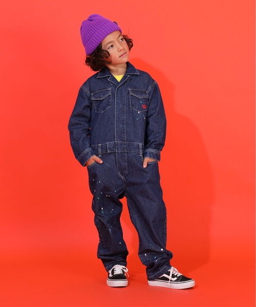 BABYDOLL(ベビードール)の「ペイントつなぎ 9646K(ロンパース・キッズ・ライトインディゴブルー/オフホワイト・100cm/120cm/130cm/110cm)」の7枚目の写真