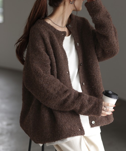 セール】ふわもこ スフレニットカーディガン（カーディガン/ボレロ